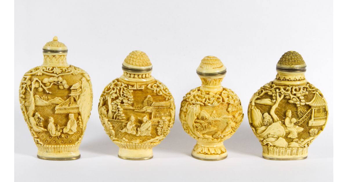 Lot 200 Faux Carved Ivory Snuff Bottle Assortment Leonard Auction