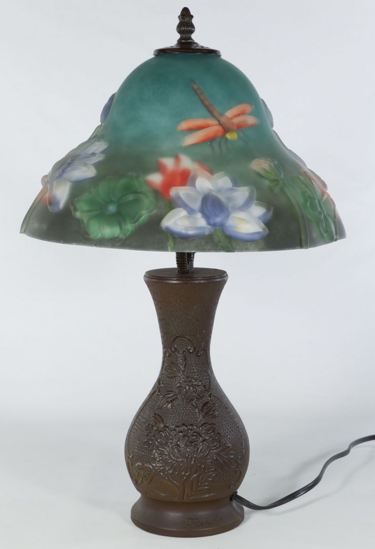 Lot 115 Table Lamp With Reverse Painted Glass Shade Leonard Table Lamp With Reverse Painted Glass Shade