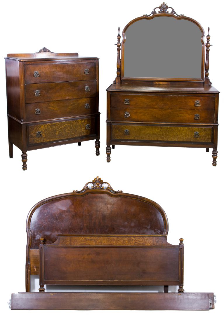 Lot 71 Burled Walnut Bedroom Set by Landstrom Furniture Leonard