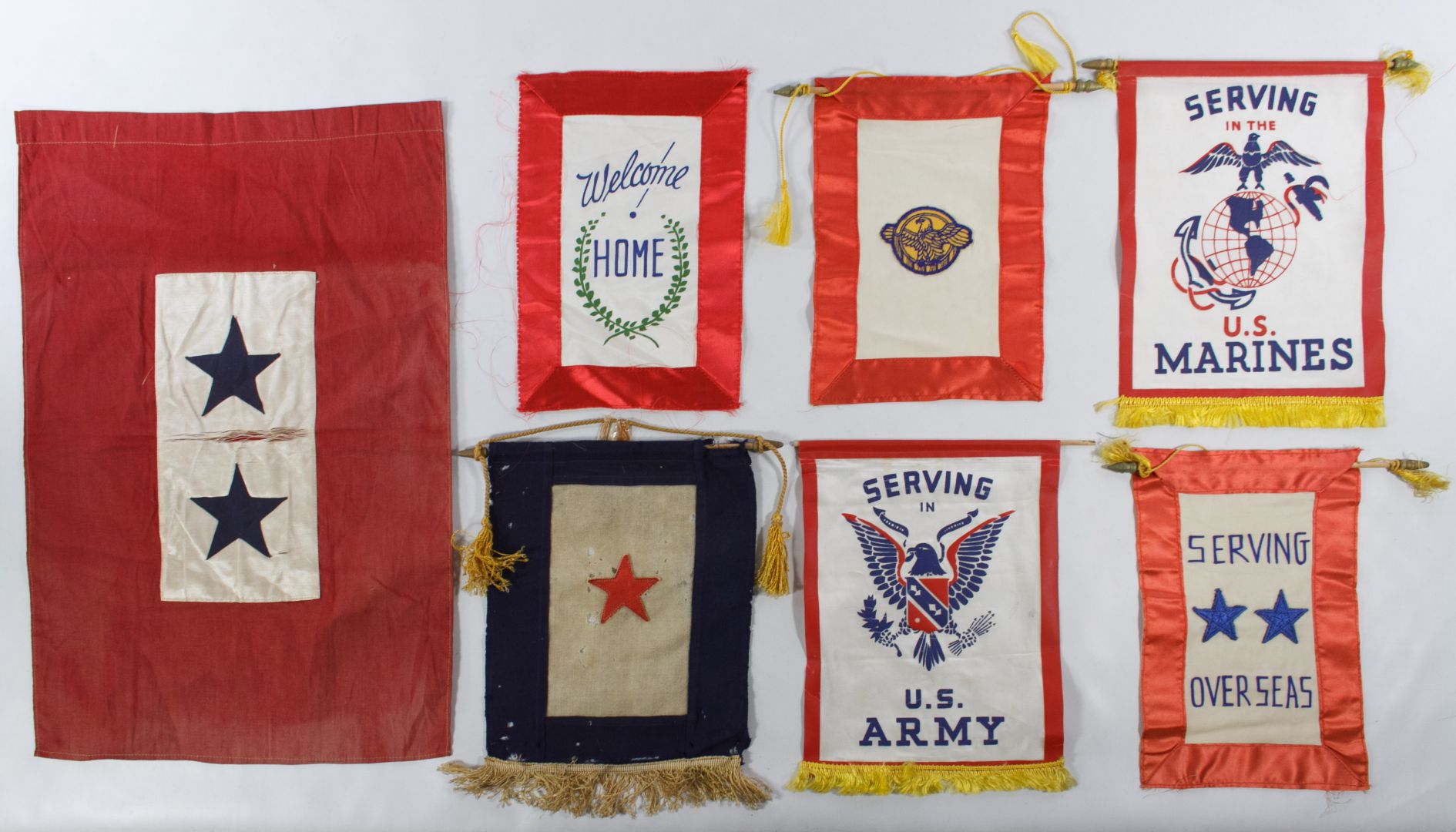 Lot 372 World War II Era Soldiers / Sons in Service Window Banners