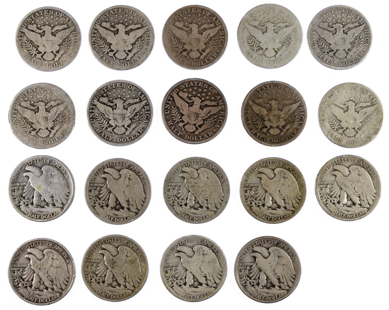 Lot 9 Walking Liberty And Barber 50c Assortment Leonard Auction Sale 