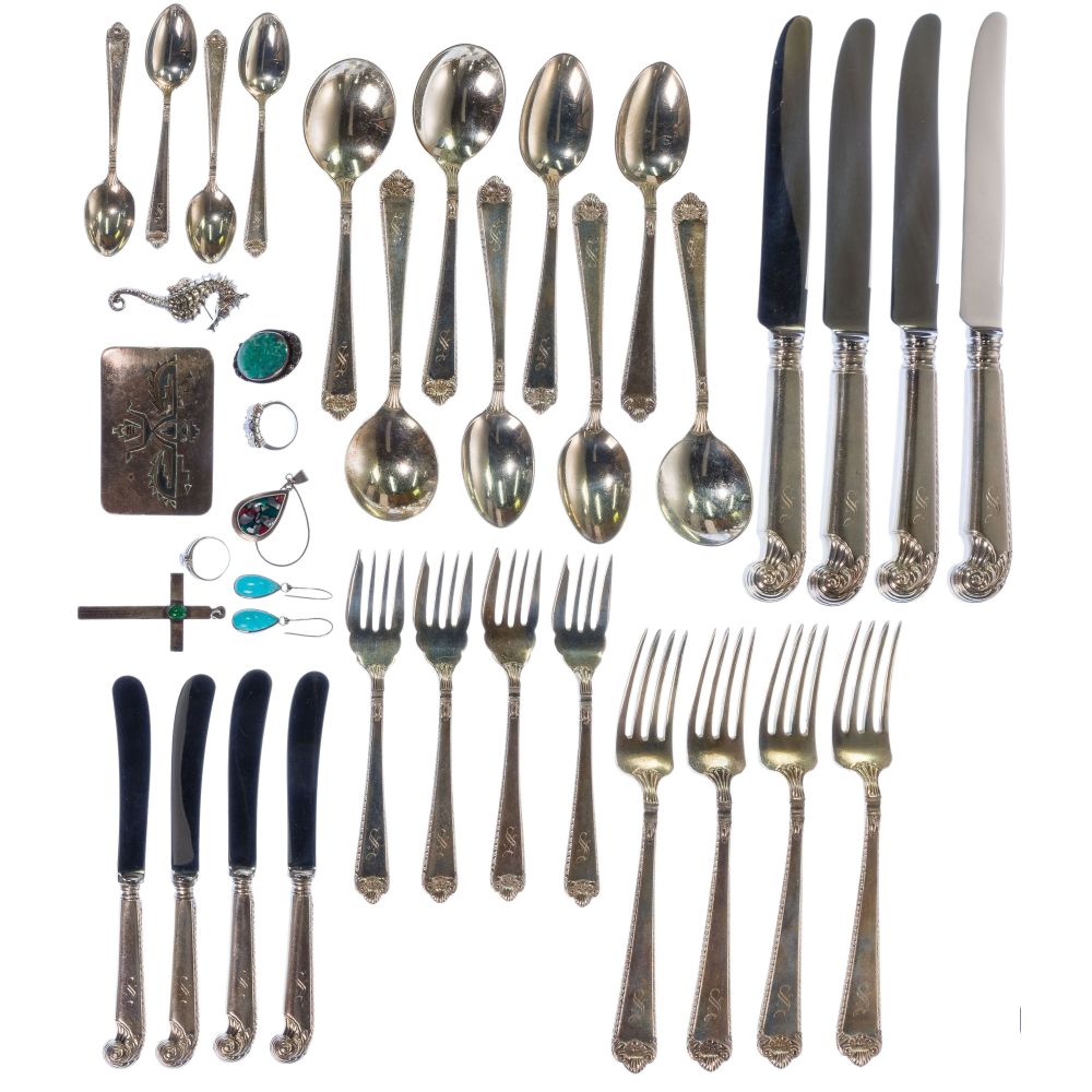 Birks George II Sterling Silver Flatware Service For Four Leonard