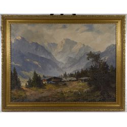 A.D. (Adolf) Wegener (German, 1891-2001) "Mountain Hideaway" Oil on Canvas