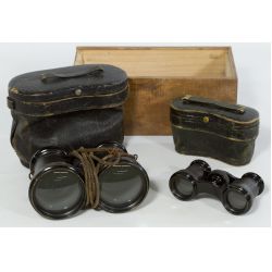Early Binoculars in Case with Lacomb Paris Leather Wrap Opera Glasses in case