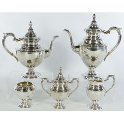 Le Pierre Sterling Coffee Pot / Tea Pot with Creamer, Sugar, Waste Bowl