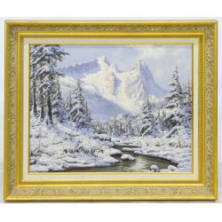 Laszlo Neogrady (Hungarian, 1900-1962) "Snowy Creek" Oil on Canvas
