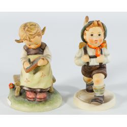 Hummel #82 "School Boy" TMK5 & #367 "Bust Student" TMK6 Figurines (2pcs)
