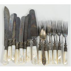 Rogers Flatware Sterling Bolster & Pearl Handle Service for (6) Knives & Forks with Service Pieces