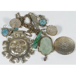 Sterling Earrings (4pair), Pendants (3pcs), Necklace & Cuff Links with Blue / Green Stones