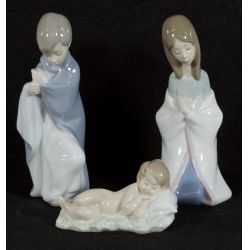 Lladro "Baby Jesus" #4670, "Mary" #4671 & "Joseph" #4672 Glazed Retired