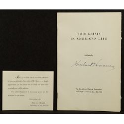 President Herbert Hoover Signed Republican National Convention Speech Dated June 22, 1948