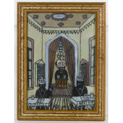 Nikifor Krynicki (Poland, 1895-1968) "Orthodox Service" Framed Watercolor on Paper