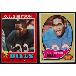 1970 & 1971 Topps O.J. Simpson Rookie and 2nd Year Football Trading Cards