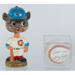 Chicago Cubs Bobble Head / Nodder with Andy Pafko Autographed Cased Baseball