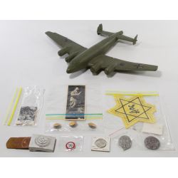 World War II Nazi Medals, Buttons and "German Junker" Model Plane