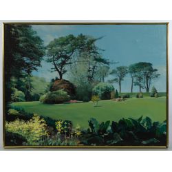Frank Gunter (American, 20th C.) "A Gargen Near Penzance" Acrylic on Canvas