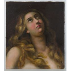Unknown Artist (Late 19th C. / Early 20th C.) "Woman Looking Upward" Oil on Board