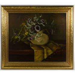 Unknown Artist (American, 19th Century) "Floral Still Life" Oil on Canvas
