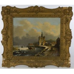 European School (19th/20th Century) "Winter Scene" Oil on Board
