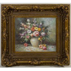 Unknown Artist (American, 20th Century) "Floral Still Life" Acrylic on Canvas