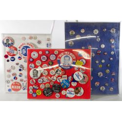 Collection of Political Pin Backs Enclosed in (3) Plastic Cases