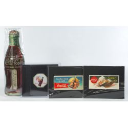Coca-Cola Bottle Thermometer, Coaster, Litho Advertising (4 pcs)