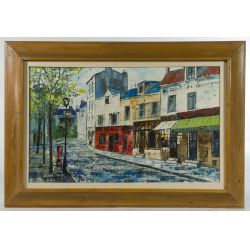 Josep Maria Vayreda Canadell (Spain, 1932-2001) "Place du Tertre Montmartre (Paris)" Oil on Canvas