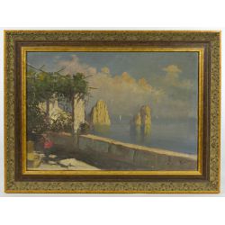 Ernesto Riccio (Italian, 1887-1954) Oil on Canvas View From the Deck
