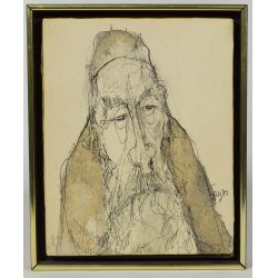 Moshe Katz (Israeli, b.1937) "The Rabbi" Mixed Media on Canvas