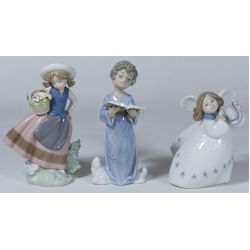 Lladro # 6528 "Little Angel with Lyre", # 5724 "Angelic Voice" & # 5221 "Sweet Scent"