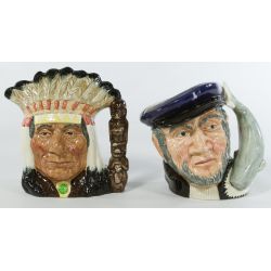 Royal Doulton D 6611 North American Indian and D 6500 Capt Ahab Toby Mugs