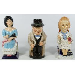 Royal Doulton "Winston Churchill, Kevin Francis "Sandra Kuck" and "Margaret Thatcher" Toby Mugs