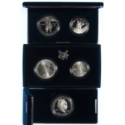 US Eisenhower Centennial Silver Dollar, 1992 US Mint Columbus Quincentennial Two-coin Proof Set, 1992 US Mint Columbus Quincentennial Two-coin Uncirculated Set