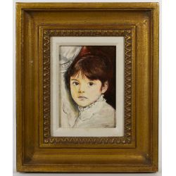 Jerry Lisnek (American, 20th Century) "Child in White" Oil on Canvas