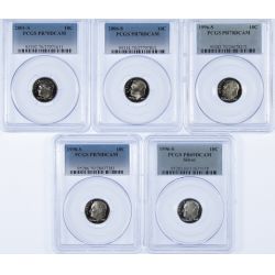 1996-S 10c PR-70 DCAM, 1996-S 10c PR-69 DCAM Silver, 1998-S 10c PR-70 DCAM, 2001-S 10c PR-70 DCAM, 2006-S 10c PR-70 DCAM PCGS