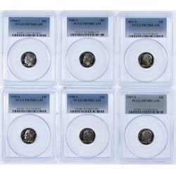 1996-S 10c PR-70 DCAM, 1997-S 10c PR-70 DCAM, 1998-S 10c PR-70 DCAM, 2001-S 10c PR-70 DCAM, 2006-S 10c PR-70 DCAM PCGS