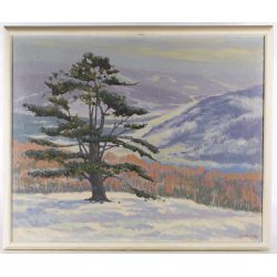 Lee Winslow Court (American, 1903-1992) "Winter Landscape" Oil on Canvas