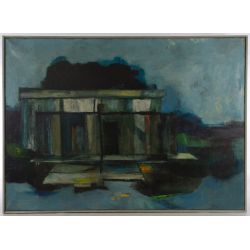 Keith Achepohl (American, b.1934) "Glass House" Acrylic on Canvas