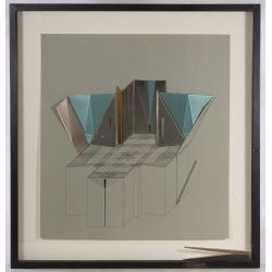 Aki Knezevic (20th Century) "Mausoleum Chapel" Isometric Architectural Work