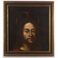 European School (17th Century) "Head of Christ" Oil on Canvas