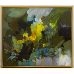William Stebbins (American, 20th Century) "Abstract" Oil on Canvas
