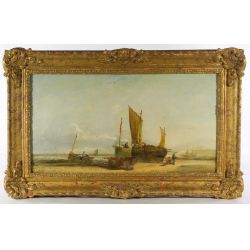 George D. Callow (English, 1822-1878) "Coast Scene" Oil on Canvas