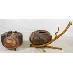 Robert Pulley (American, 20th Century) "Vessel with Branch" Ceramic Sculpture
