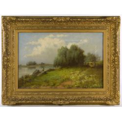 A. B. Stewart (American 19th/20th Century) "Landscape" Oil on Canvas