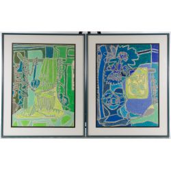 Tess Wilmot Jacks (American, 20th Century) Oil Crayon Drawings