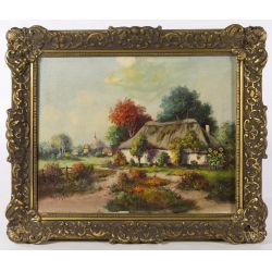Anton Muller (Netherlands, 1874-1912) "Dutch Farm House" Oil on Canvas