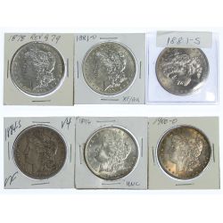1878, 1881-S, 1881-O, 1884-S, 1896, 1900-O $1 XF, UNC, AU, VF, UNC, AU