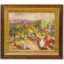 Emilian Glocar (American/Czech, 1906-1985) "The Park" Oil on Board