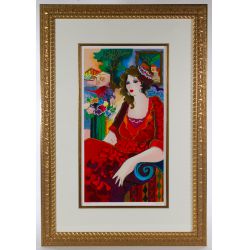 Patricia Govezensky (Israeli, b.1961) "Lady in Red Dress" Color Serigraph