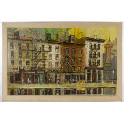 Edward Elhoff (American, 1929-1988) "Yesterdays Block" Oil on Board